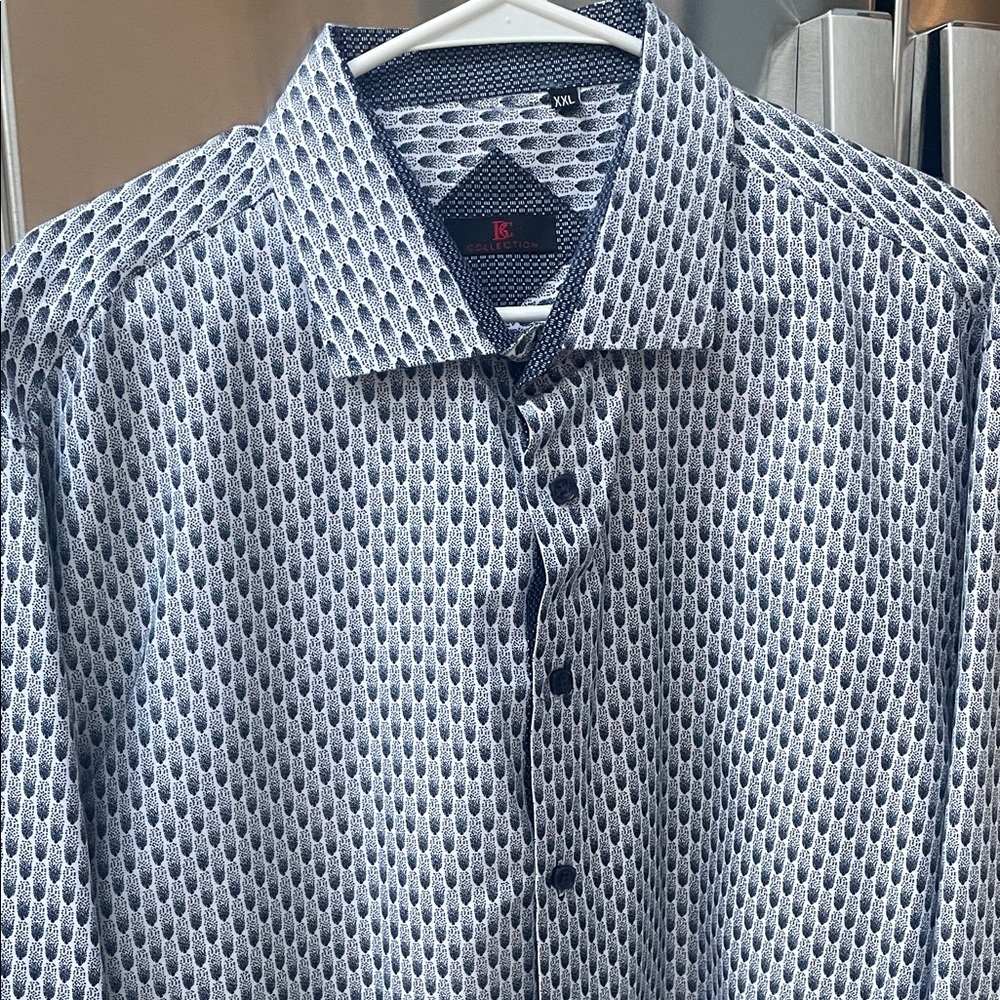 BC COLLECTION Textured navy blue Button Down Shirt